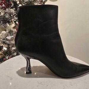 Marc Fisher Black Boots with Snakeskin Heel